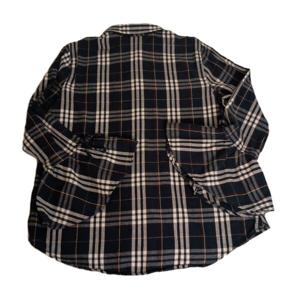 Time and Tru Women’s Blue Plaid Flannel ButtonUp Shirt Bell Sleeves Size L 12–14 - Picture 3 of 16